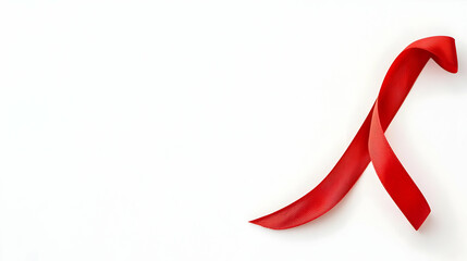 Red Ribbon Awareness Symbol On White Background