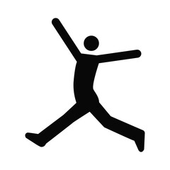 Happy person jumping, a simple black silhouette.