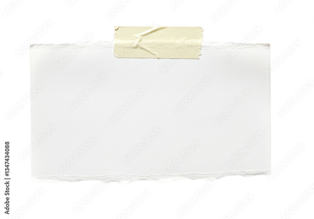 Poster a close-up of a rectangular piece of torn white paper with rough uneven edges isolate on transparent