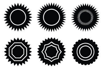 Collection of decorative sunburst and starburst shapes