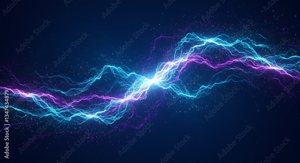 Aufkleber dynamic energy waves flowing abstract background futuristic tech design