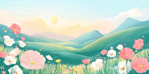 Fototapeta premium Spring landscape banner