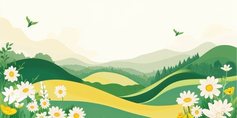 Obraz premium Spring landscape banner