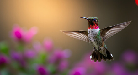 A hummingbird flying in a spiral.
