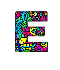 E Alphabet letter text typography Abstract geometric Doodle patterns font transparent background