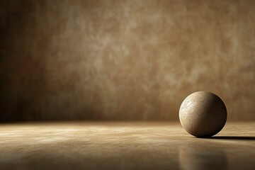 Minimalist Still Life with Beige Sphere and Textured Background Illustration