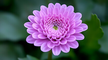 Fototapeta premium Close Up Of Single Purple Flower With Green Stem Against Blurred Green Background