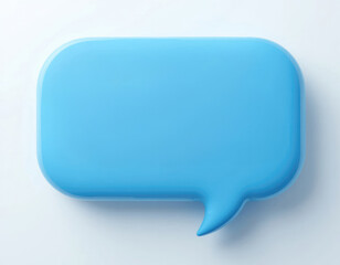Rendered Blue Speech Bubble on White Background for Social Media