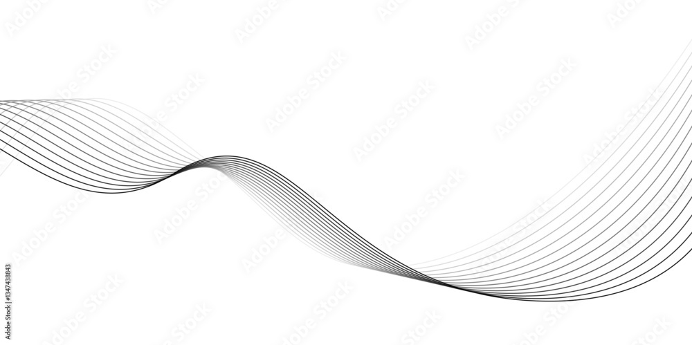 Poster stylish smooth wave pattern for digital art and design. minimalist abstract line art, black and whit
