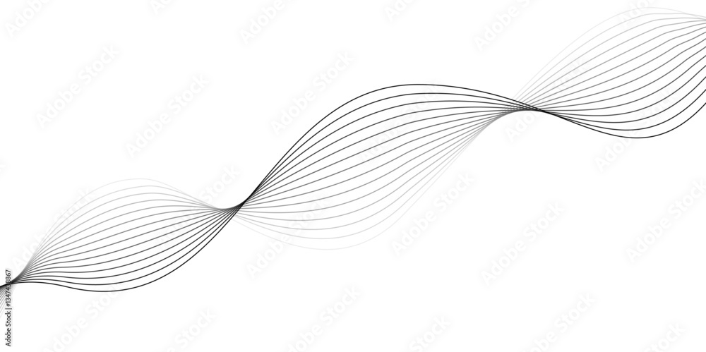 Poster stylish smooth wave pattern for digital art and design. minimalist abstract line art, black and whit