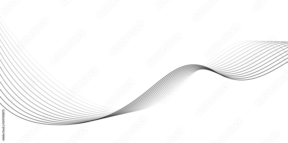 Poster abstract black and white wave lines on white background. elegant flowing wave lines, minimalist abst