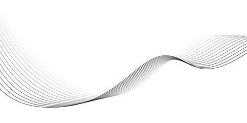 Abstract Black and White Wave Lines on White Background. Elegant Flowing Wave Lines, Minimalist Abstract Design. Wave. Vector. 