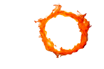 Fiery Circle Frame With Intricate Swirls on Black Background, cut out transparent