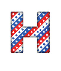 Fototapeta premium H Alphabet letter text USA stars pattern pattern font transparent background