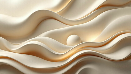 Elegant Abstract Fluid Waves in Soft Cream and Beige Tones