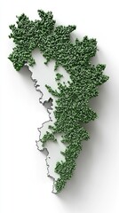 3D Map of a Region with Greenery