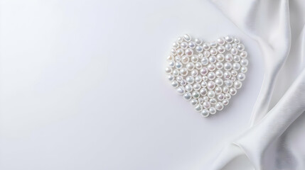 Heart Shaped Pearl Arrangement On White Background