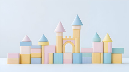 Fototapeta premium Pastel Wooden Castle Building Blocks