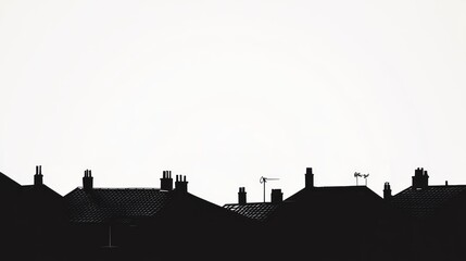 Obraz premium Silhouette rooftops urban view