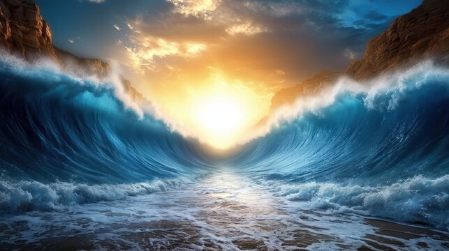 The miraculous parting of the sea is a powerful testament to the strength of belief.