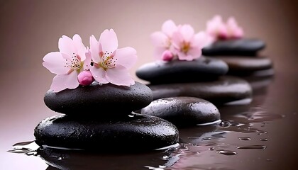 Tranquil Spa Stones & Blossoms.