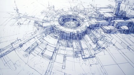 Blueprints of a Futuristic City with Advanced Architecture