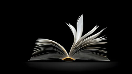 Fototapeta premium Illuminated Open Book with Glowing Pages on Black Background