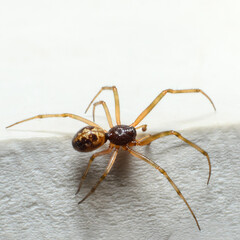 Spider on white fabric close-up