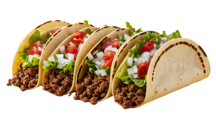 Delicious Ground Beef Tacos with Fresh Toppings Displayed