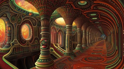Obraz premium Fractal Architectural Tunnel, Inner Sanctum
