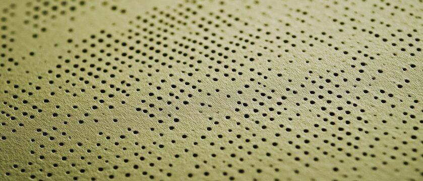 Macro shot of vintage punched paper tape for data storage, representing obsolete technology and historical data processing