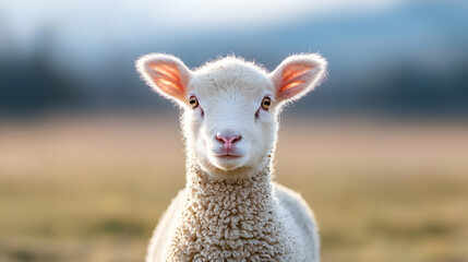 Obraz premium Portrait Of A Baby Sheep In A Field