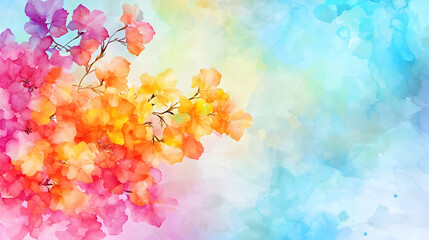 Colorful Watercolor Autumn Leaves Background