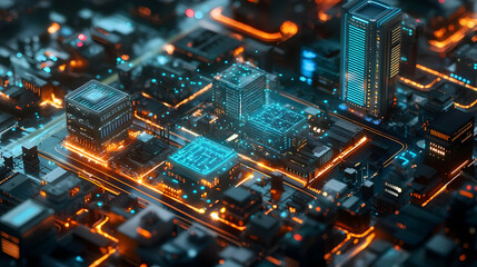 Futuristic Cityscape Digital Art Illustration