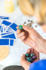 Astrology and fortune telling old fortune teller. Selective focus.