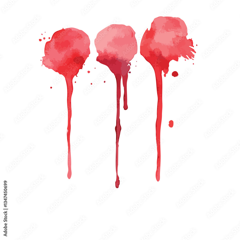 Aufkleber three red circles with red paint dripping from them. the circles are in the middle of the image.