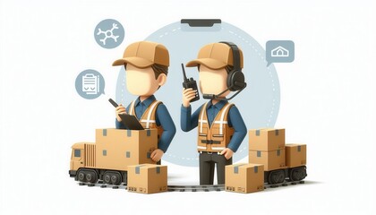 Logistics management team coordinating efficient shipments from an aerial office view