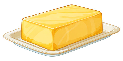 Delicious Butter Block on Elegant White Plate for Cooking and Baking Recipes