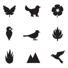 Silhouette Collection Birds Leaves and Nature Elements