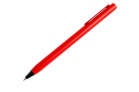 Red ballpoint pen writing tool stationery isolated, cut out transparent