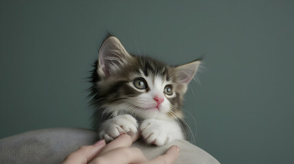 Cute Kitten In A Bowl With Soft Light