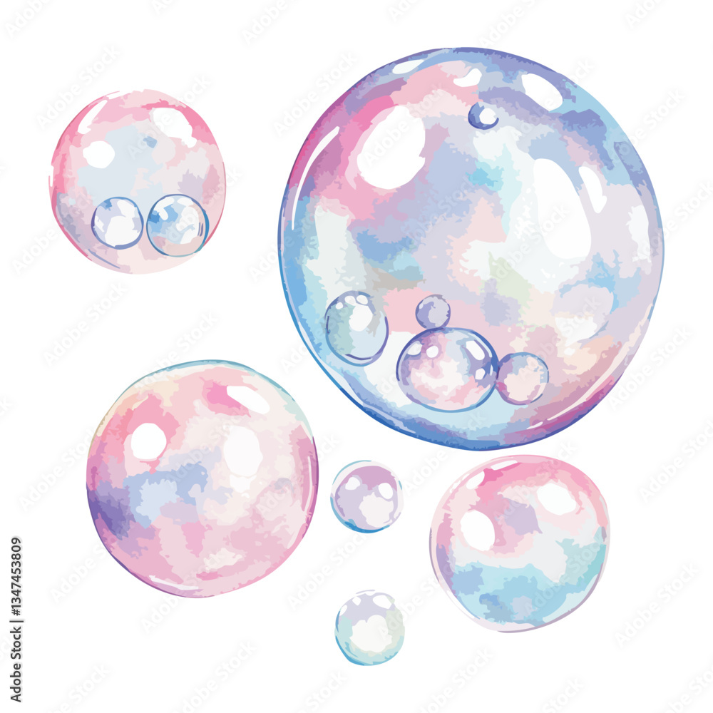 Aufkleber drawing of a bunch of bubbles in different colors. the bubbles are all different sizes.