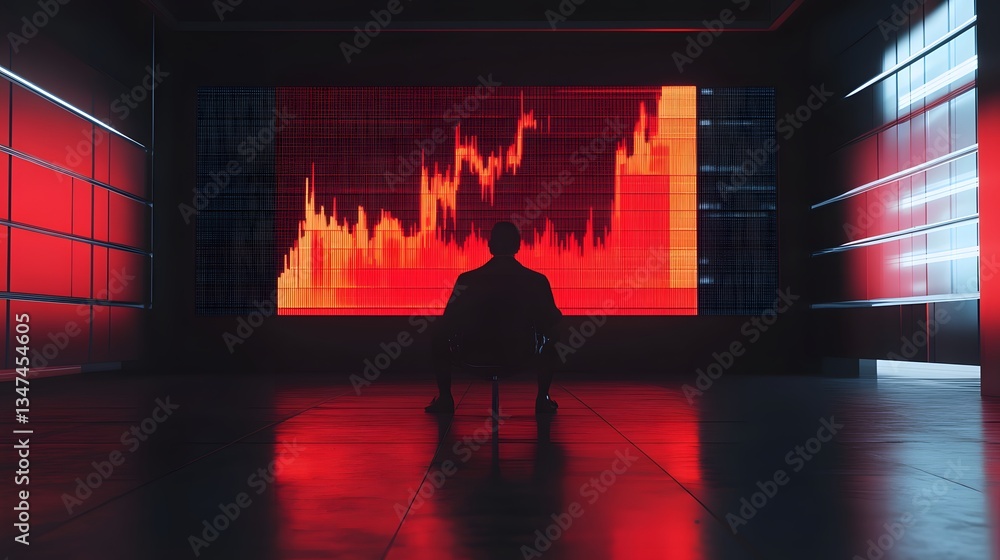 Aufkleber a person sitting in front of a display screen that has the finance chart on it.