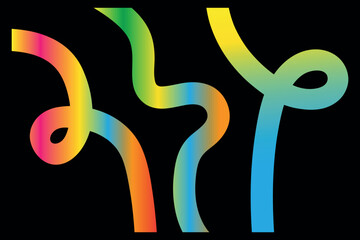 Linear rainbow vector illustration. Colorful shapes with rainbow gradient. Music lines celebration abstract.