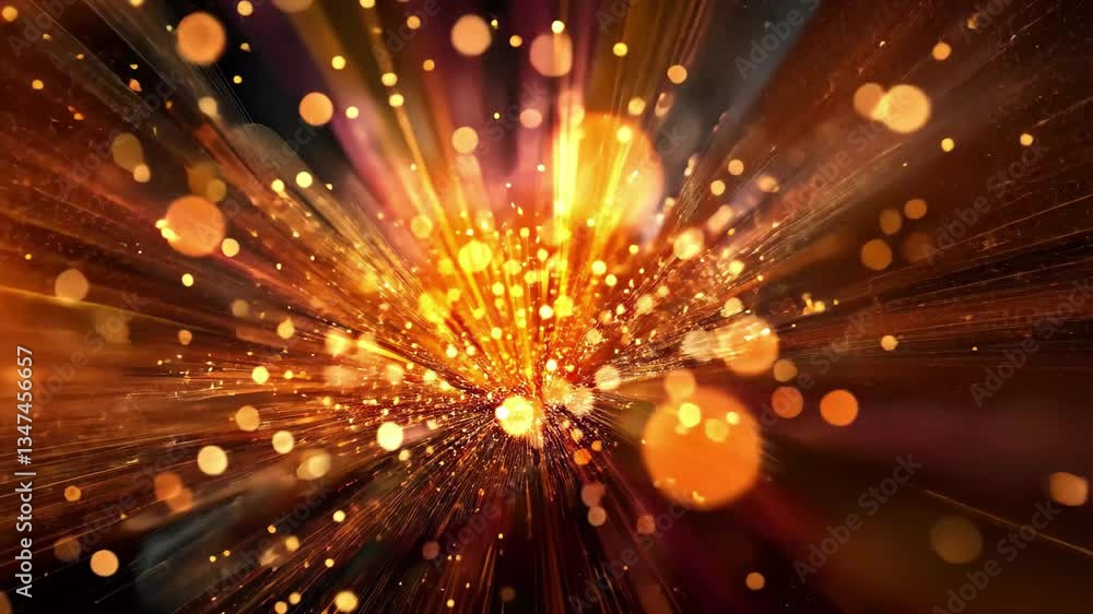 Poster Colorful abstract background with vibrant bokeh effects creating a magical atmosphere, 4K Abstract colorful background Magic effect Bokeh particles Defocused lights Isolated on black