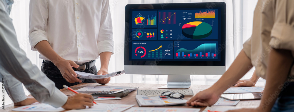 Poster business data dashboard provide brisk business intelligence analytic for marketing strategy planning