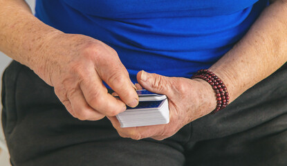 Astrology and fortune telling old fortune teller. Selective focus.