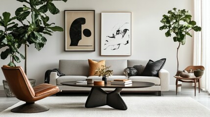 Modern Interior Design with Stylish Furniture and Plants