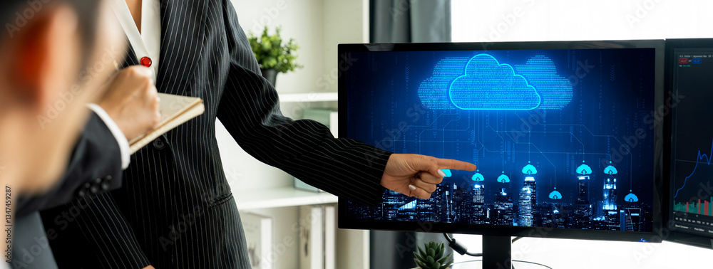 Poster cloud computing software for brisk remote work and personal data storage
