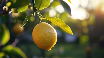 A Single Lemon Hanging From a Branch